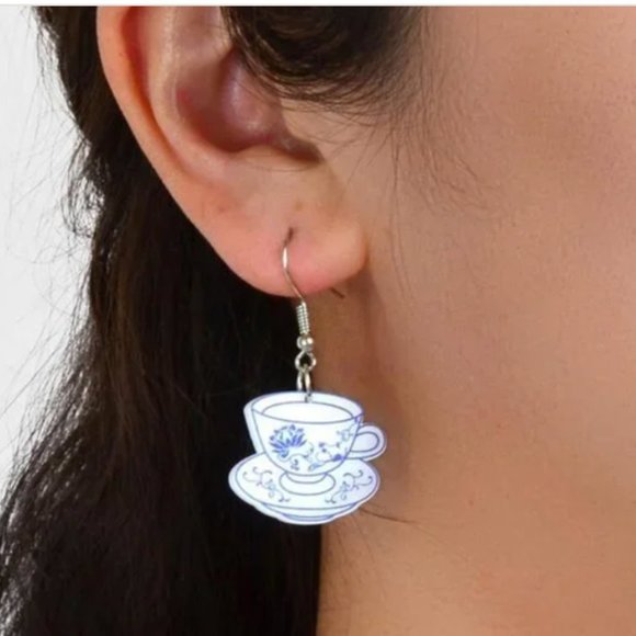 ❤️ FREE Cup Toile Mug Boho Peasant Hipster Hippie Art Deco Farm Hip Earrings - Picture 3 of 3